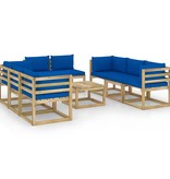 VidaXL 9-delige Loungeset met kussens geïmpregneerd grenenhout
