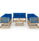 VidaXL 9-delige Loungeset met kussens geïmpregneerd grenenhout