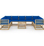 VidaXL 10-delige Loungeset met kussens geïmpregneerd grenenhout