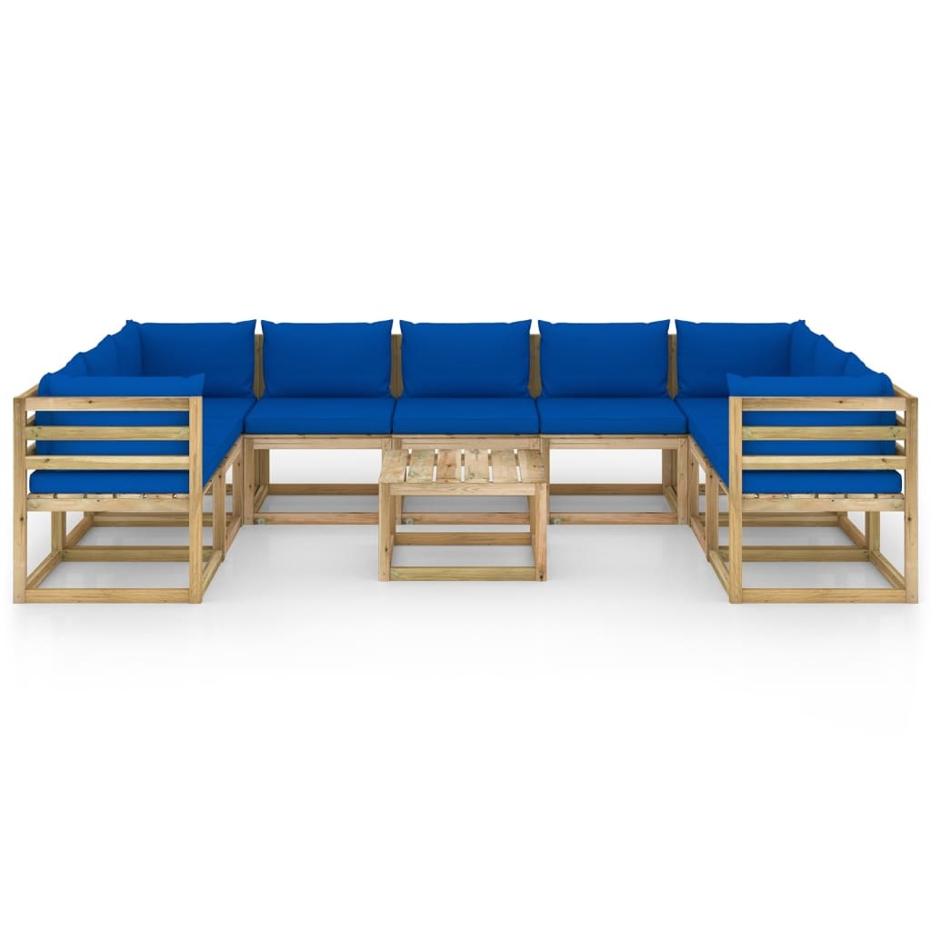VidaXL 10-delige Loungeset met kussens geïmpregneerd grenenhout