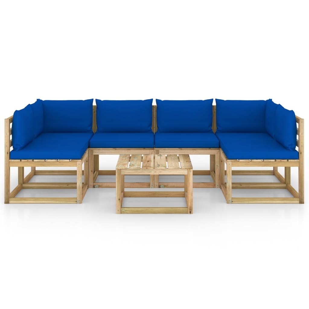 VidaXL 7-delige Loungeset met kussens geïmpregneerd grenenhout