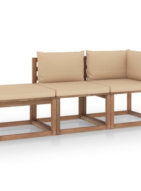 VidaXL 3-delige Loungeset pallet met kussens geïmpregneerd grenenhout