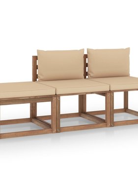 VidaXL 3-delige Loungeset pallet met kussens geïmpregneerd grenenhout
