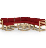 VidaXL 9-delige Loungeset met kussens geïmpregneerd grenenhout