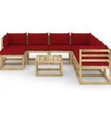 VidaXL 9-delige Loungeset met kussens geïmpregneerd grenenhout