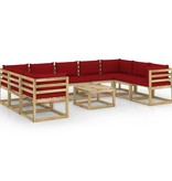 VidaXL 10-delige Loungeset met kussens geïmpregneerd grenenhout