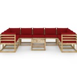 VidaXL 10-delige Loungeset met kussens geïmpregneerd grenenhout