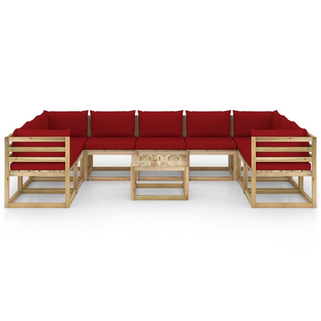 VidaXL 10-delige Loungeset met kussens geïmpregneerd grenenhout