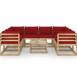 VidaXL 9-delige Loungeset met kussens geïmpregneerd grenenhout