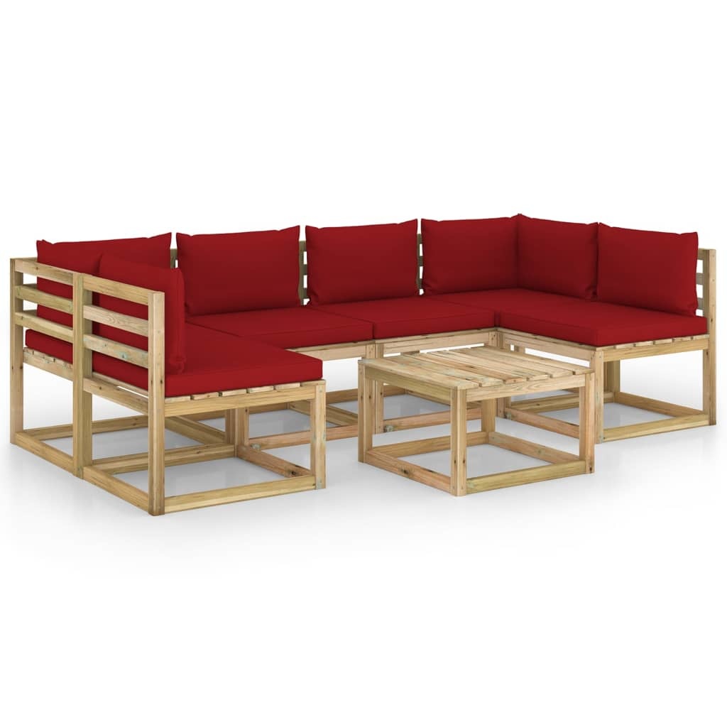 VidaXL 7-delige Loungeset met kussens geïmpregneerd grenenhout