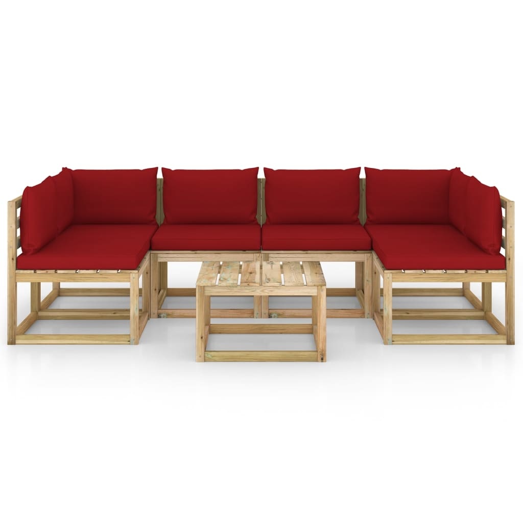 VidaXL 7-delige Loungeset met kussens geïmpregneerd grenenhout