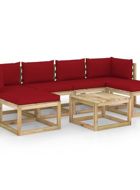 VidaXL 7-delige Loungeset met kussens geïmpregneerd grenenhout