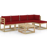 VidaXL 6-delige Loungeset met kussens geïmpregneerd grenenhout