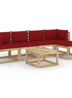 VidaXL 6-delige Loungeset met kussens geïmpregneerd grenenhout