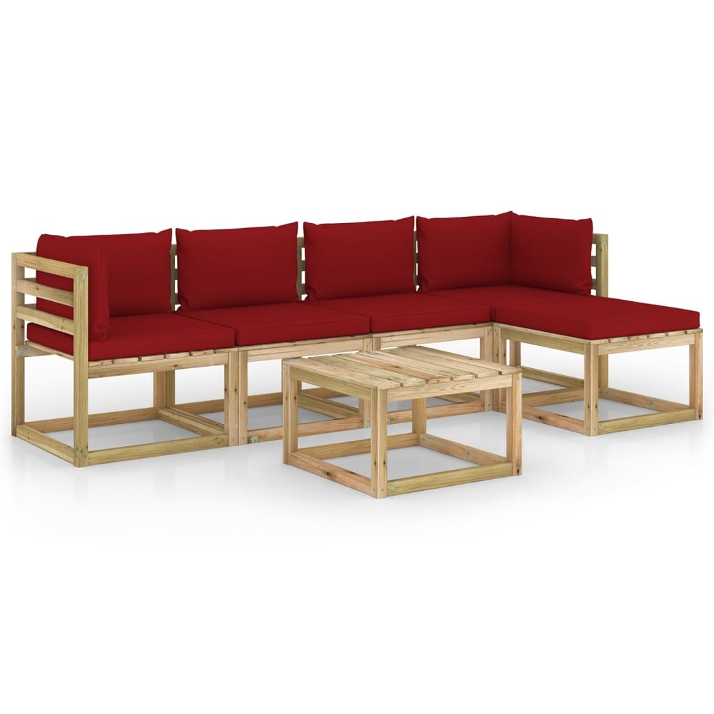 VidaXL 6-delige Loungeset met kussens geïmpregneerd grenenhout