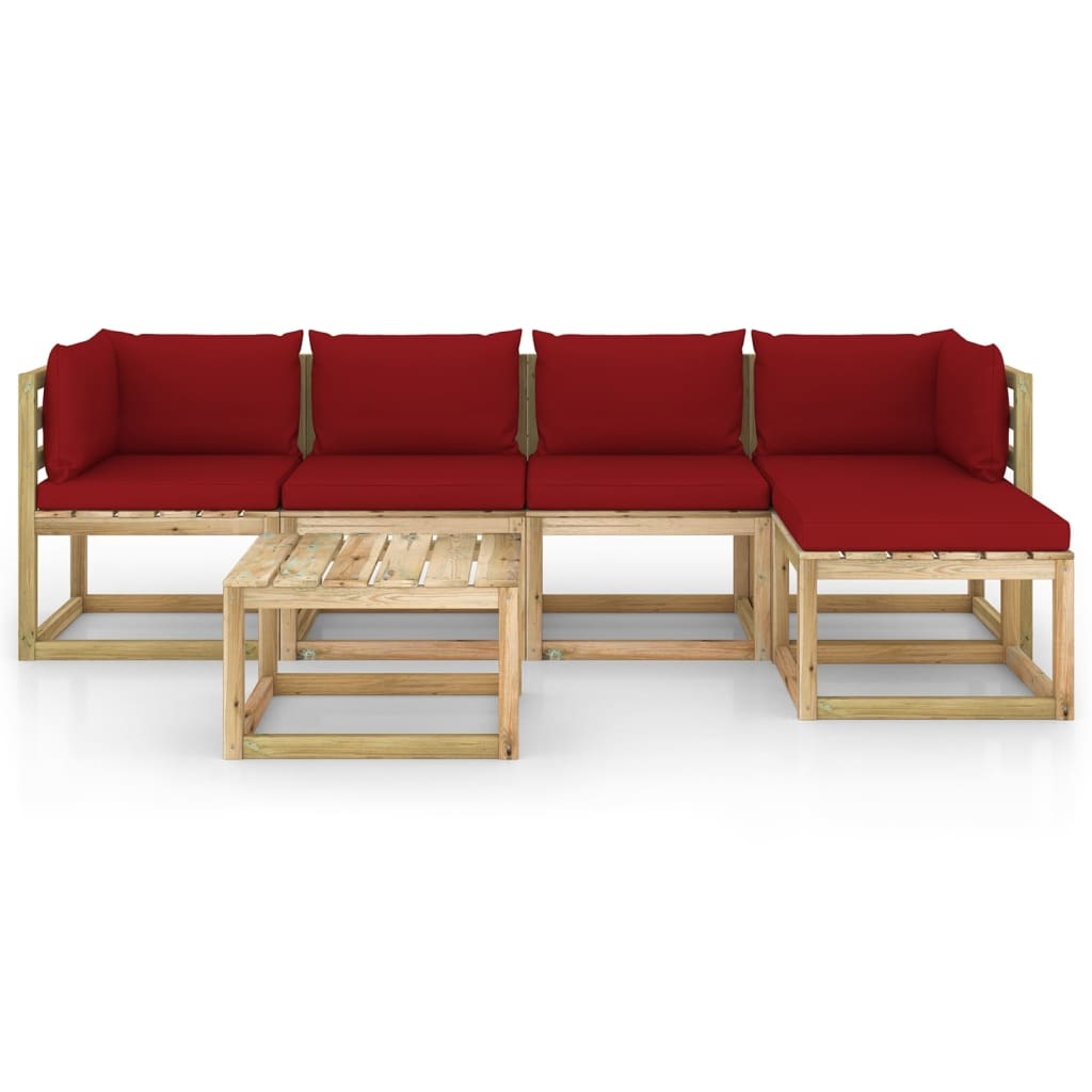 VidaXL 6-delige Loungeset met kussens geïmpregneerd grenenhout