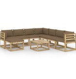 VidaXL 9-delige Loungeset met kussens geïmpregneerd grenenhout