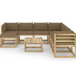 VidaXL 9-delige Loungeset met kussens geïmpregneerd grenenhout