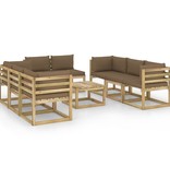 VidaXL 9-delige Loungeset met kussens geïmpregneerd grenenhout
