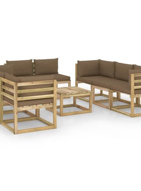 VidaXL 9-delige Loungeset met kussens geïmpregneerd grenenhout