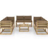 VidaXL 9-delige Loungeset met kussens geïmpregneerd grenenhout