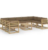VidaXL 10-delige Loungeset met kussens geïmpregneerd grenenhout