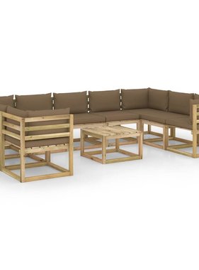 VidaXL 10-delige Loungeset met kussens geïmpregneerd grenenhout