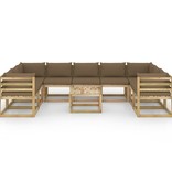 VidaXL 10-delige Loungeset met kussens geïmpregneerd grenenhout