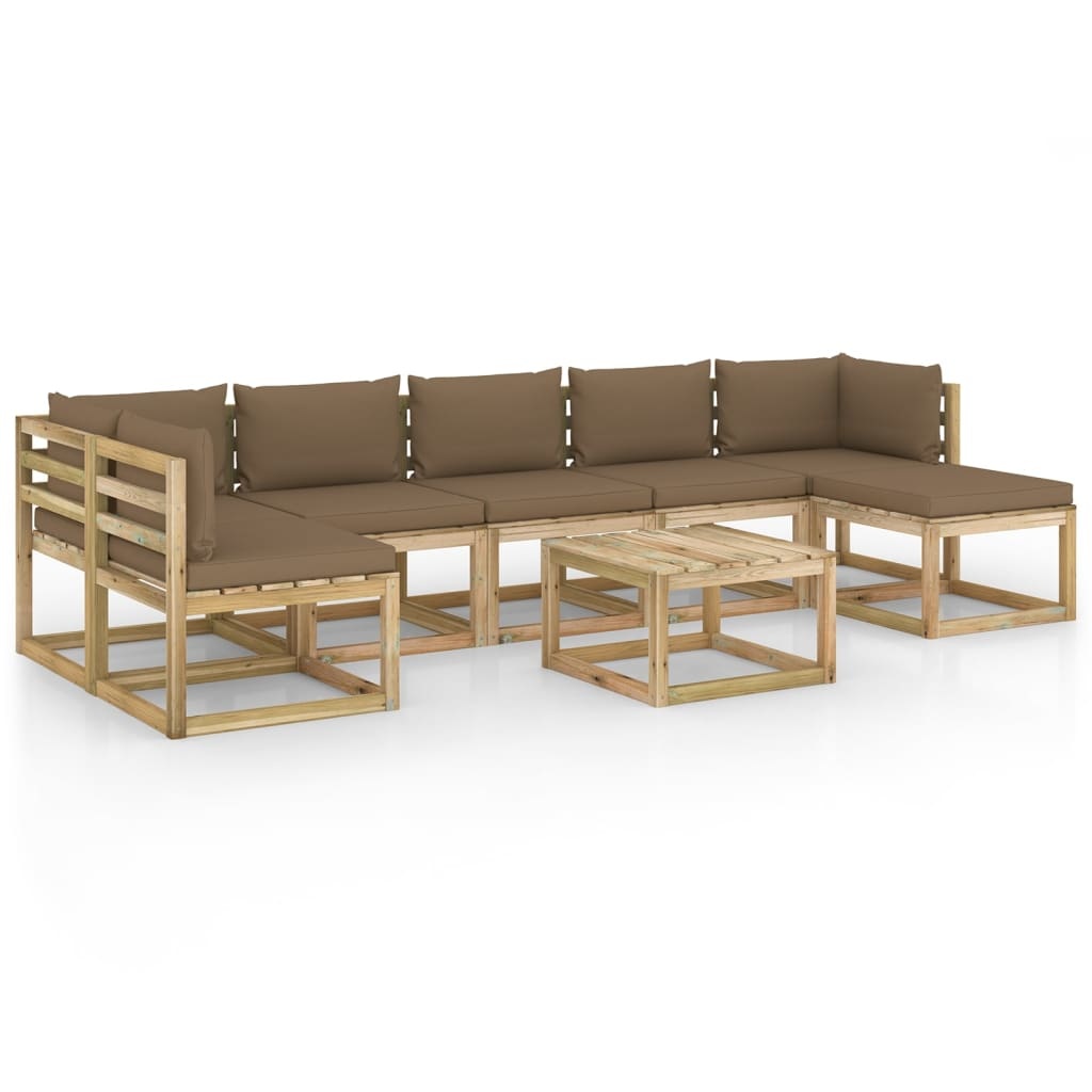 VidaXL 8-delige Loungeset met kussens geïmpregneerd grenenhout