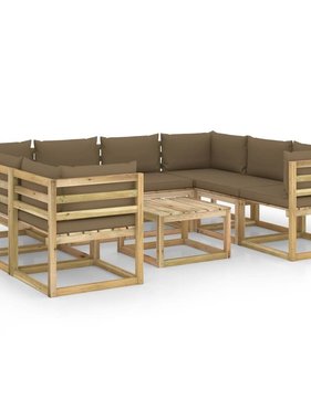 VidaXL 9-delige Loungeset met kussens geïmpregneerd grenenhout