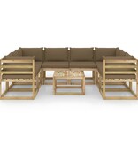 VidaXL 9-delige Loungeset met kussens geïmpregneerd grenenhout