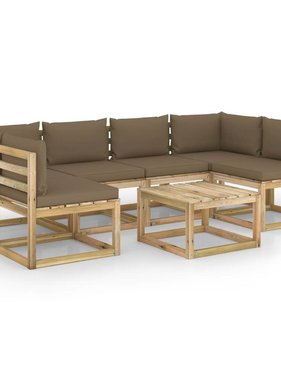 VidaXL 7-delige Loungeset met kussens geïmpregneerd grenenhout