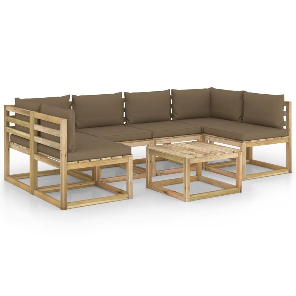 VidaXL 7-delige Loungeset met kussens geïmpregneerd grenenhout