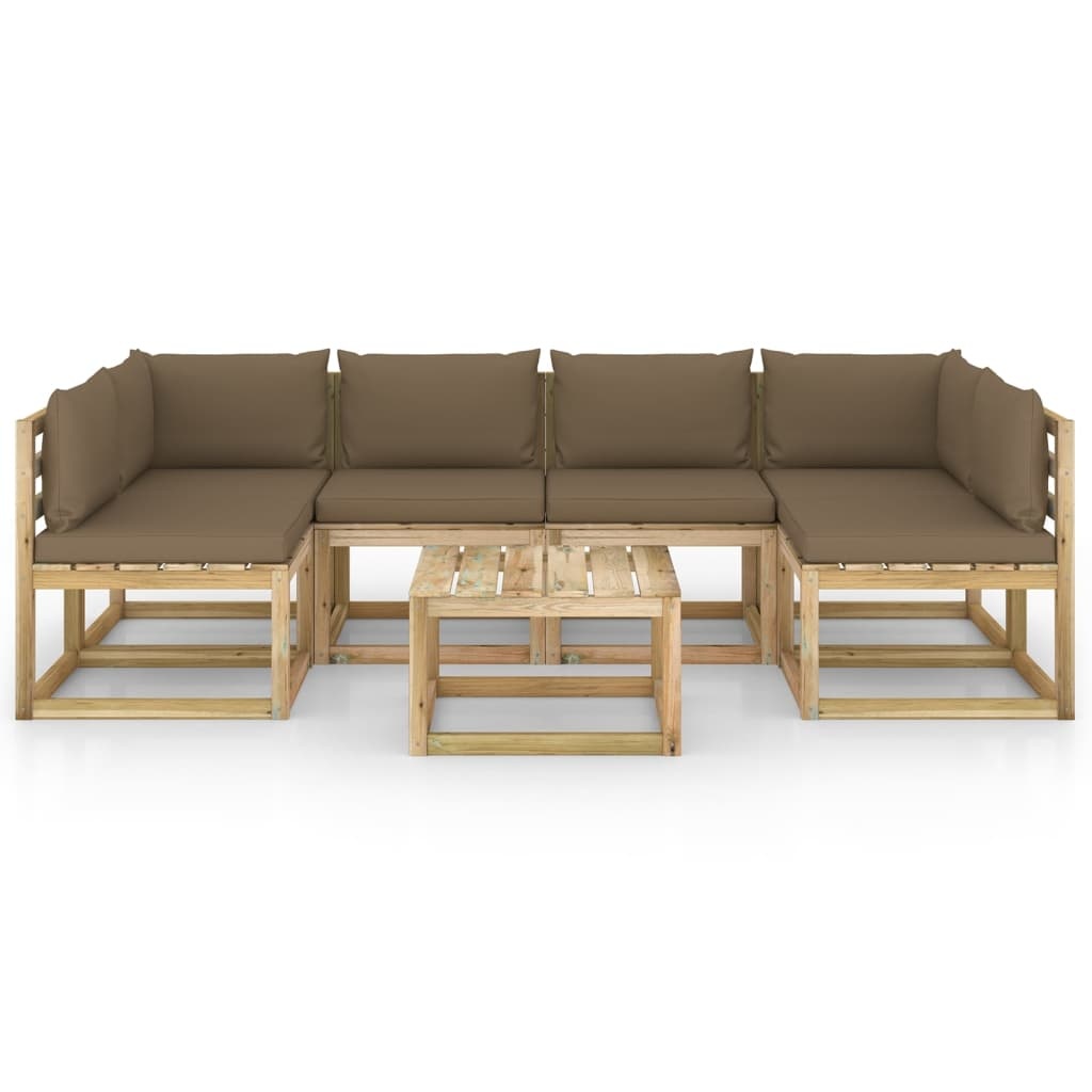 VidaXL 7-delige Loungeset met kussens geïmpregneerd grenenhout
