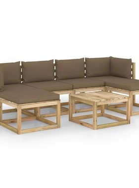 VidaXL 7-delige Loungeset met kussens geïmpregneerd grenenhout