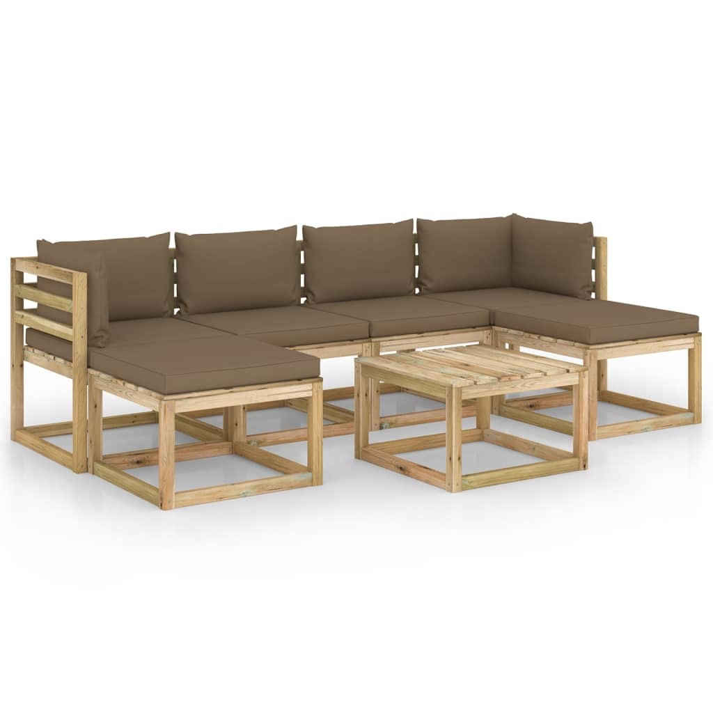 VidaXL 7-delige Loungeset met kussens geïmpregneerd grenenhout