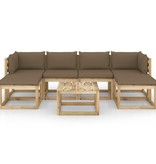 VidaXL 7-delige Loungeset met kussens geïmpregneerd grenenhout