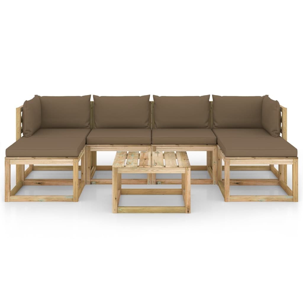 VidaXL 7-delige Loungeset met kussens geïmpregneerd grenenhout