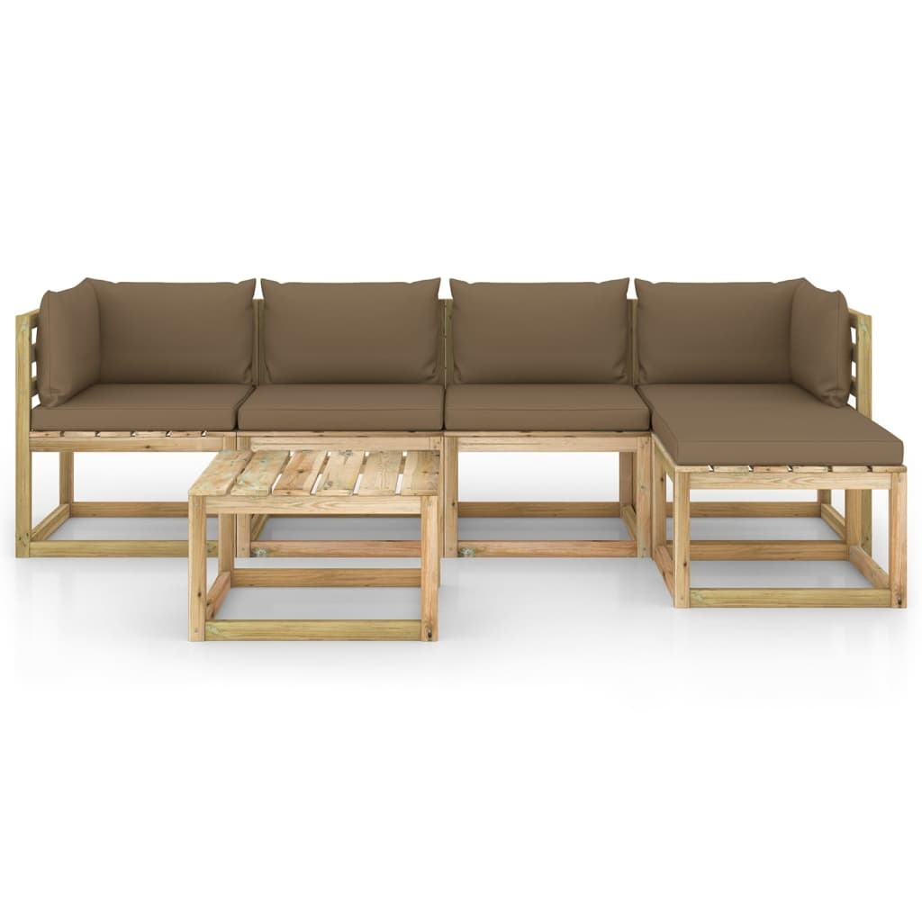 VidaXL 6-delige Loungeset met kussens geïmpregneerd grenenhout