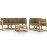 VidaXL 6-delige Loungeset met taupe kussens