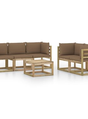 VidaXL 6-delige Loungeset met taupe kussens