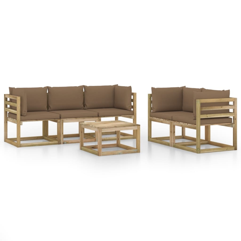 VidaXL 6-delige Loungeset met taupe kussens