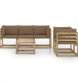 VidaXL 6-delige Loungeset met taupe kussens