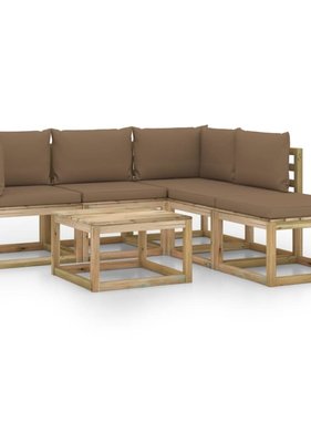 VidaXL 6-delige Loungeset met taupe kussens