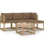 VidaXL 5-delige Loungeset met taupe kussens