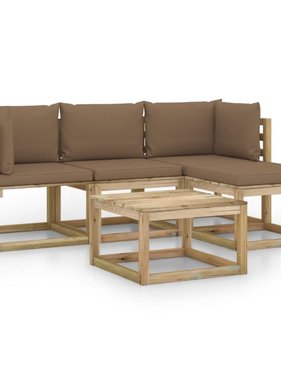 VidaXL 5-delige Loungeset met taupe kussens