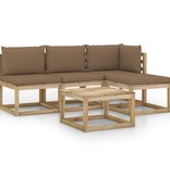 VidaXL 5-delige Loungeset met taupe kussens