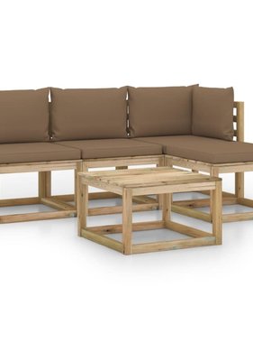VidaXL 5-delige Loungeset met taupe kussens