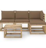 VidaXL 5-delige Loungeset met taupe kussens