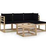 VidaXL 5-delige Loungeset met zwarte kussens